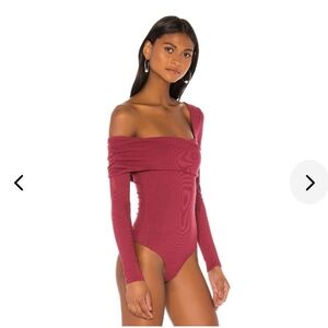 Lovers + Friends Burgundy Off-Shoulder Blouse